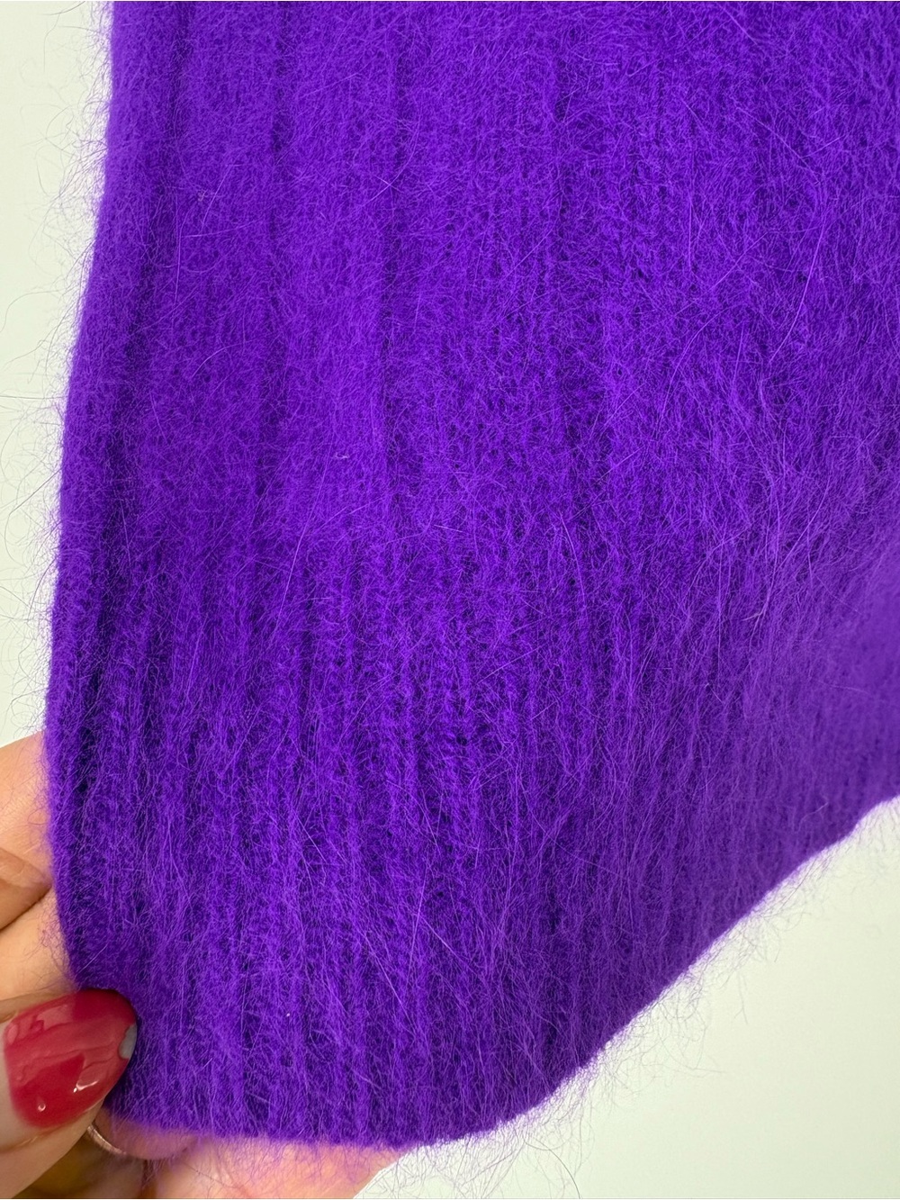 VTG Rafaella Grape Purple Angora Rabbit Hair Lambswool Mock Neck Sweater Large - Picture 11 of 15